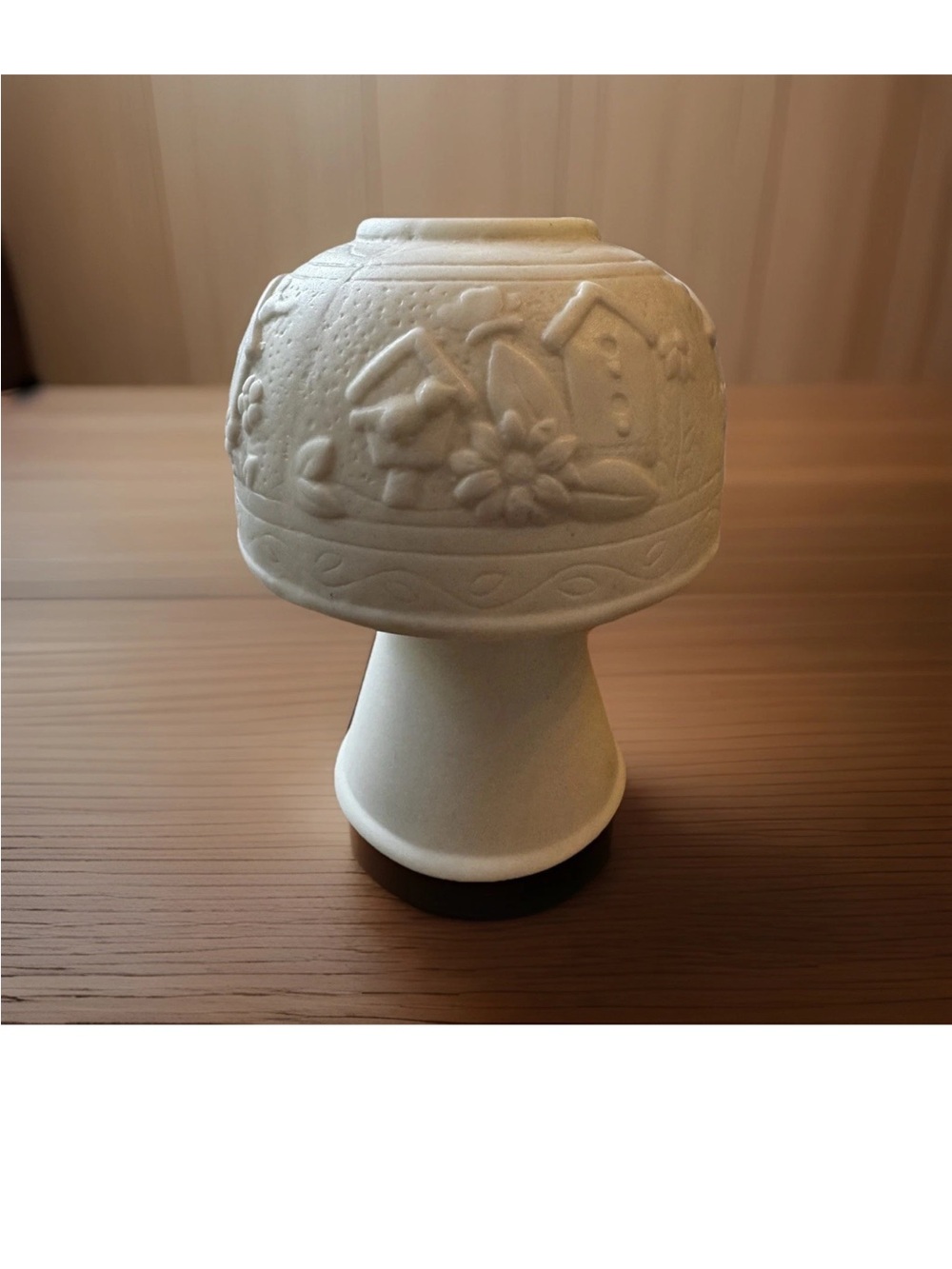 Vintage White Lithophane Porcelain Bisque Tea Light Fairy Lamp